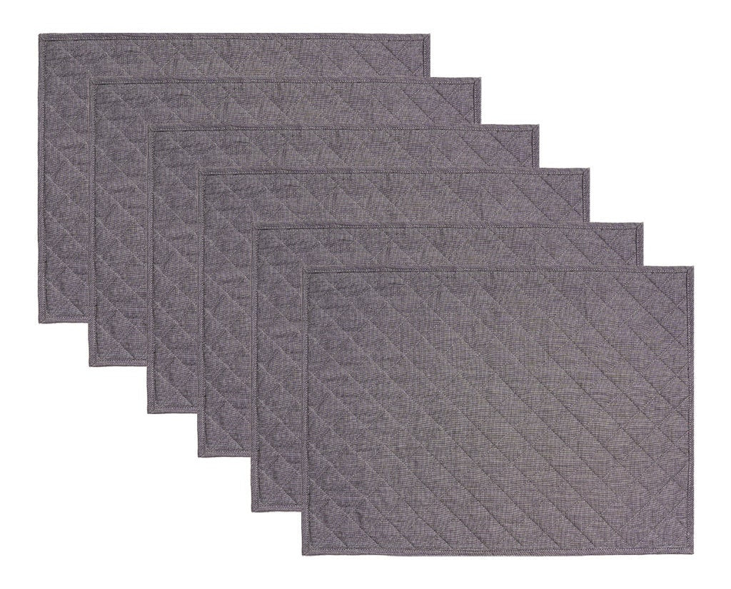 Quilted placemat table mat gray 100% cotton chambray 14"X19" by HOME HEART Brands (made in INDIA)