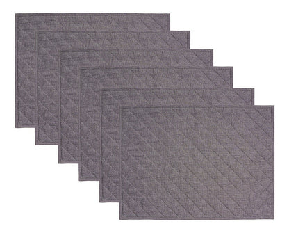 Quilted placemat table mat gray 100% cotton chambray 14"X19" by HOME HEART Brands (made in INDIA)
