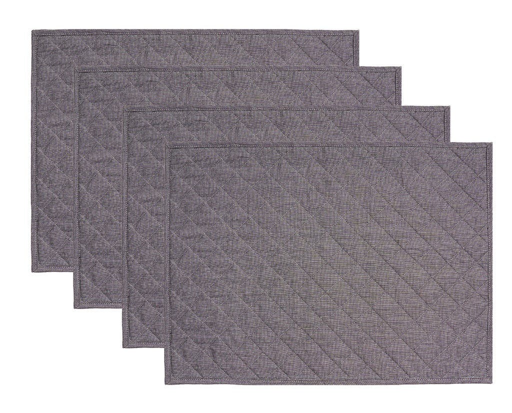 Quilted placemat table mat gray 100% cotton chambray 14"X19" by HOME HEART Brands (made in INDIA)