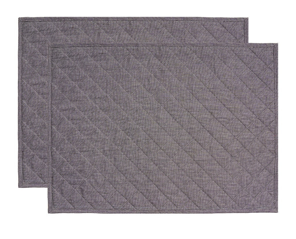 Quilted placemat table mat gray 100% cotton chambray 14"X19" by HOME HEART Brands (made in INDIA)