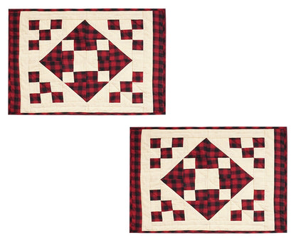 Quilted placemats / Tablemat patchwork red diamond square plaid country by HOME HEART Brands(Made in India)