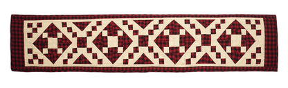 Quilted Table Runner & Toppers patchwork red diamond square cotton plaid fabric heirloom quality by HOME HEART Brands(Made in India)
