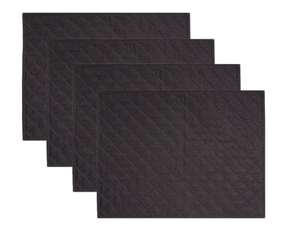 Quilted placemat table mat black 100% cotton chambray 14"X19" by HOME HEART Brands (made in INDIA)