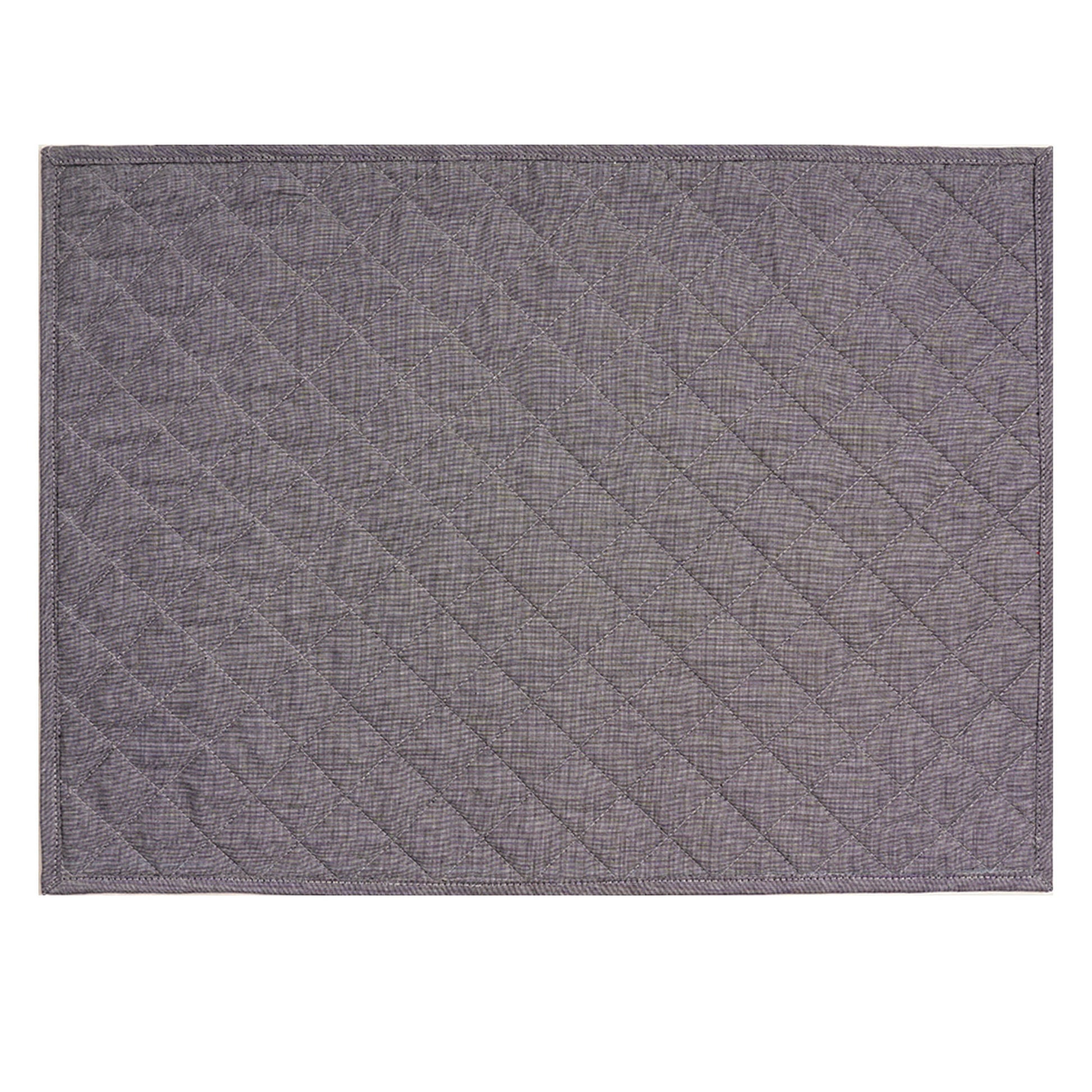 Quilted placemat table mat gray 100% cotton chambray 14"X19" by HOME HEART Brands (made in INDIA)
