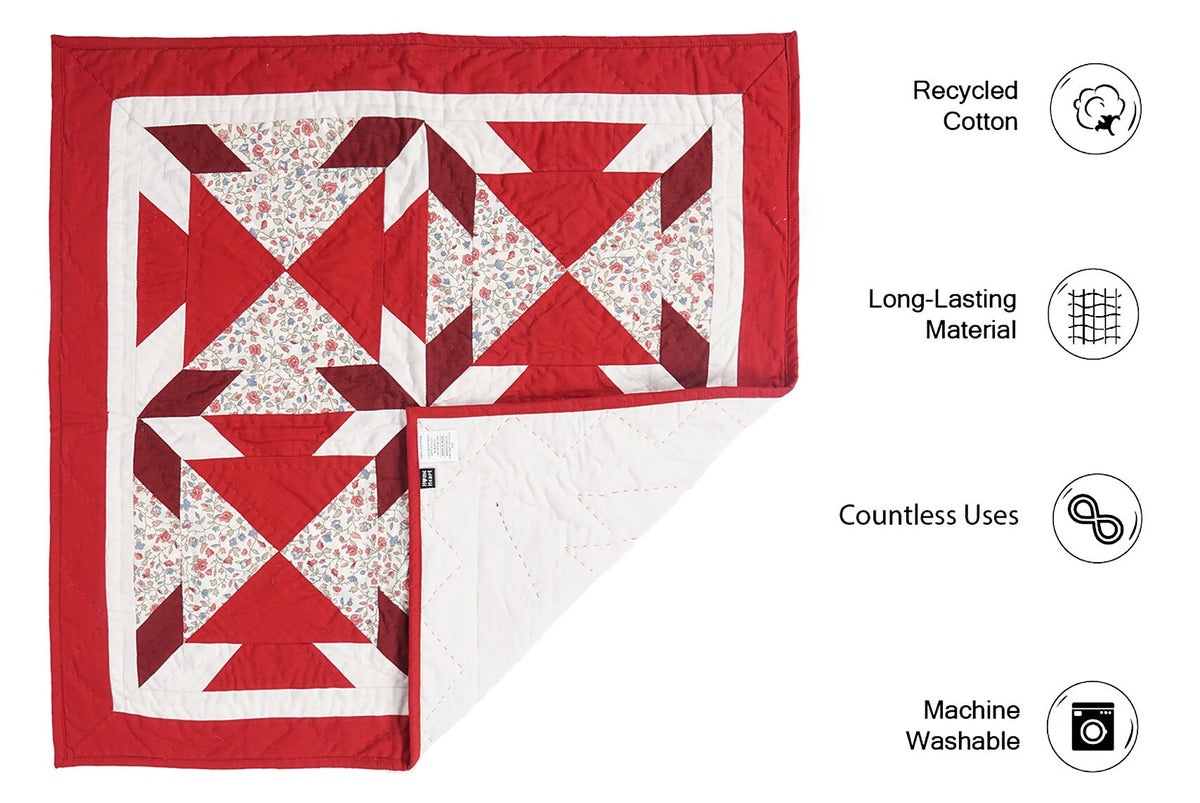 Quilted Table runners, small quilt, Wallhanging & Table Toppers Twinkle star patchwork with sew pocket by Home Heart brands (Made in India)
