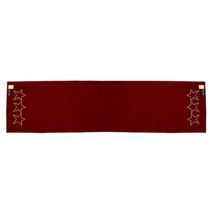 Cotton Table runner & Toppers Premium tapestry fabric dark red with beige star applique embroidered by Home Heart Brands(Made in India)