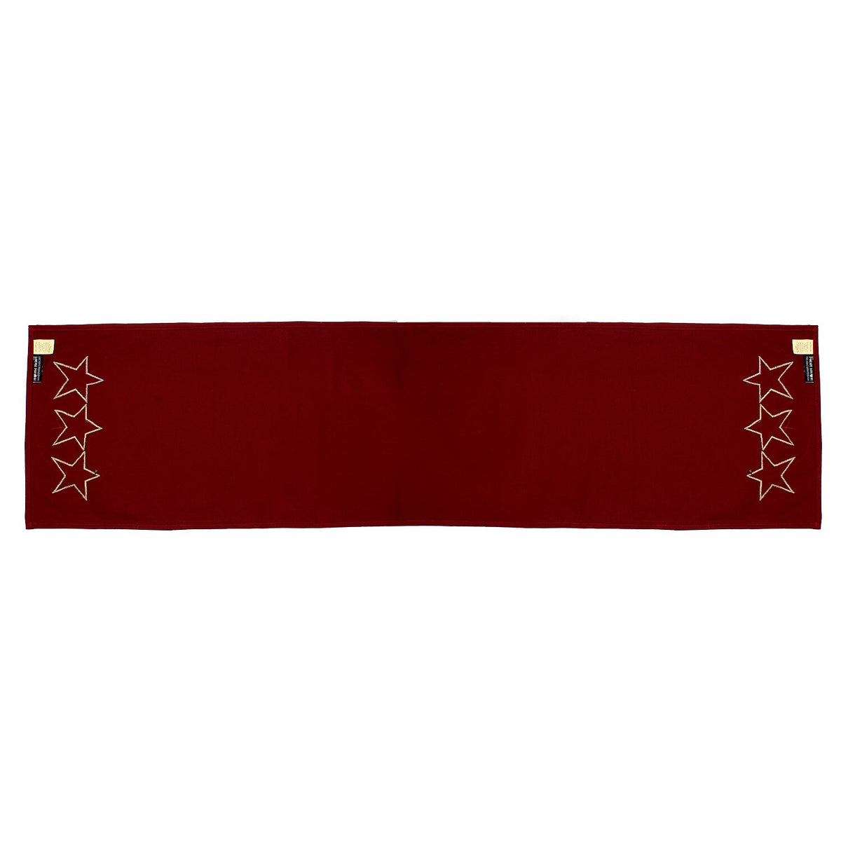 Cotton Table runner & Toppers Premium tapestry fabric dark red with beige star applique embroidered by Home Heart Brands(Made in India)