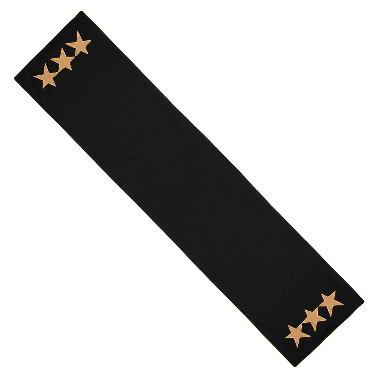 Cotton table runner & Toppers Premium tapestry cotton fabric black with beige star applique embroidered by Home Heart Brands(Made in India)