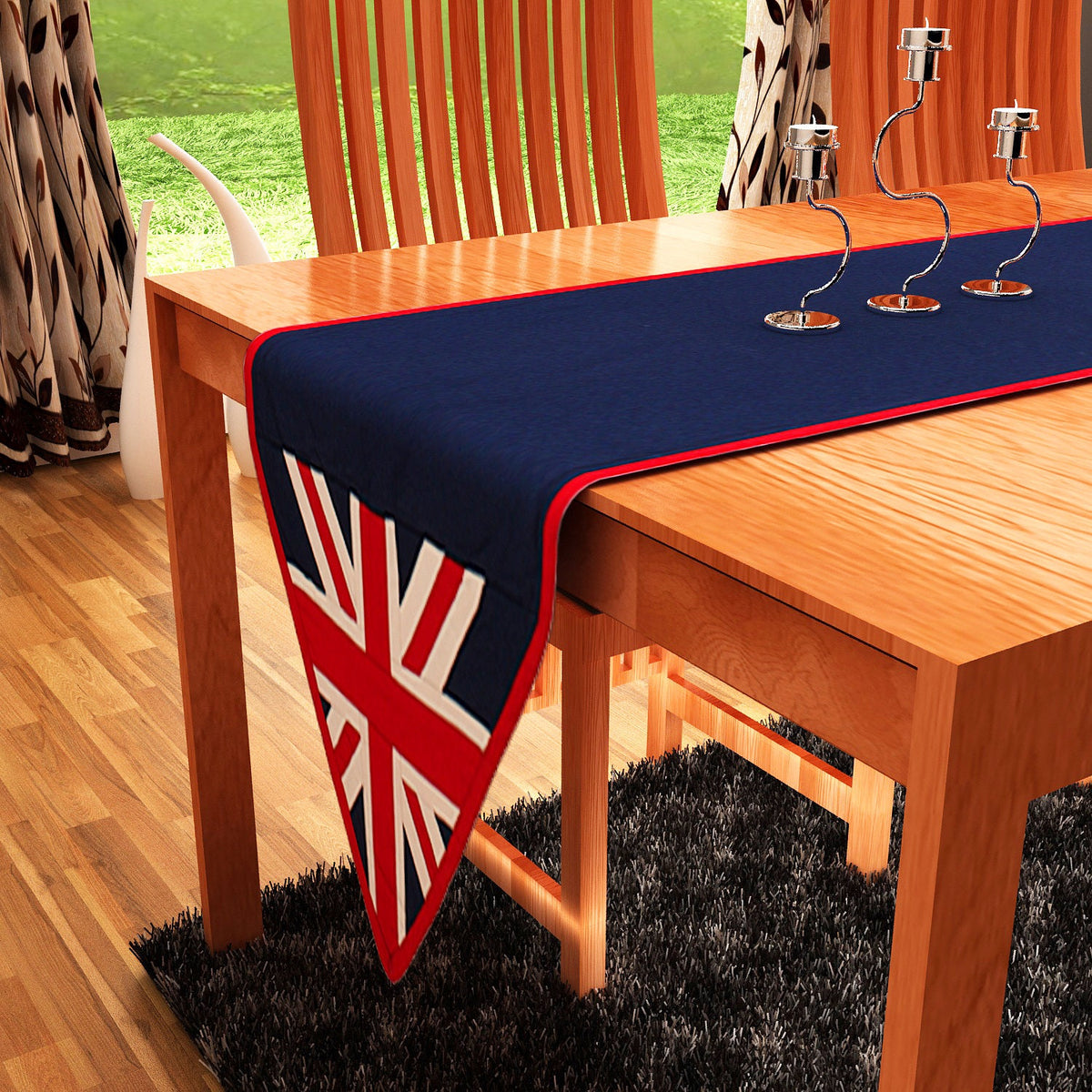 Cotton Table runner & Toppers Premium tapestry cotton fabric blue Union jack flag by Home Heart Brands(Made in India)