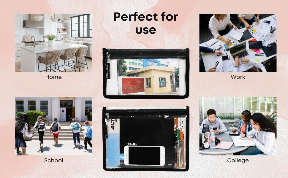 HOME HEART Brands multi-Purpose Water Resistant Clear Pvc Organizer Bag with Zipper Closure 6&4 pack X- Large Size 10"x13"(Made in India)