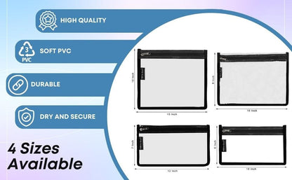 HOME HEART Brands multi-Purpose Water Resistant Clear Pvc Organizer Bag Pouch with #5 YKK Zipper Closure medium Size 7"x12"(Made in India)