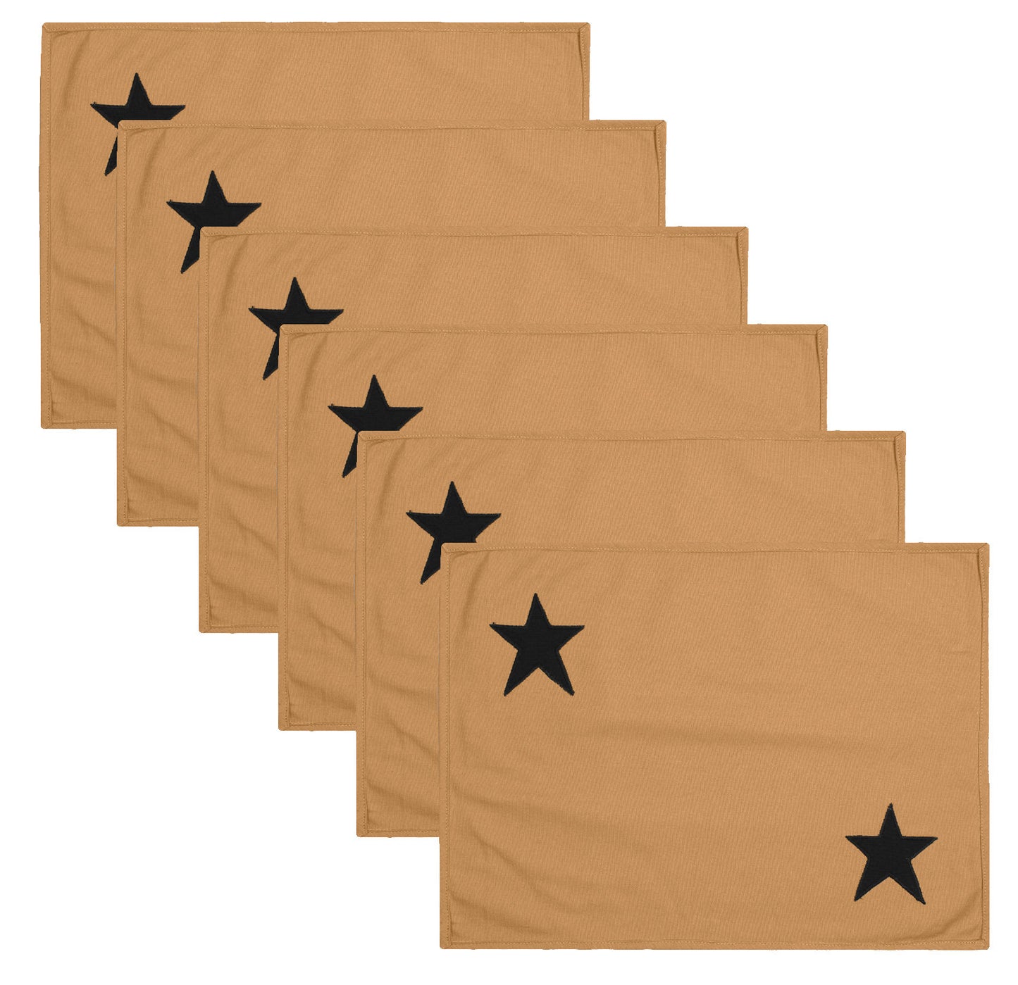 Cotton placemat & Toppers Premium tapestry cotton fabric beige with black star applique embroidered by Home Heart Brands(Made in India)