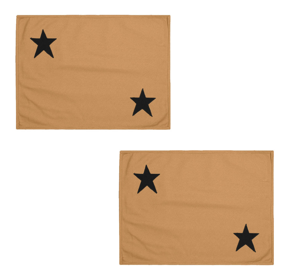 Cotton placemat & Toppers Premium tapestry cotton fabric beige with black star applique embroidered by Home Heart Brands(Made in India)