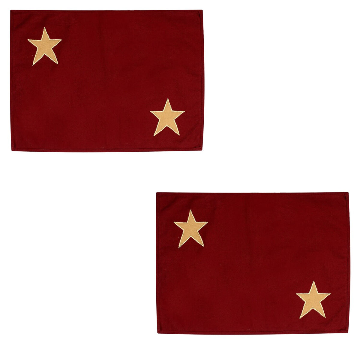 Cotton placemat & Toppers Premium tapestry cotton fabric dark red with beige star applique embroidered by Home Heart Brands(Made in India)