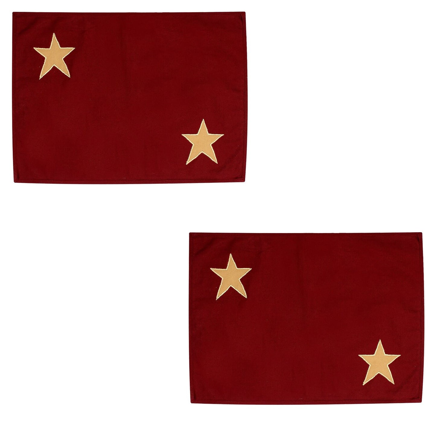 Cotton placemat & Toppers Premium tapestry cotton fabric dark red with beige star applique embroidered by Home Heart Brands(Made in India)