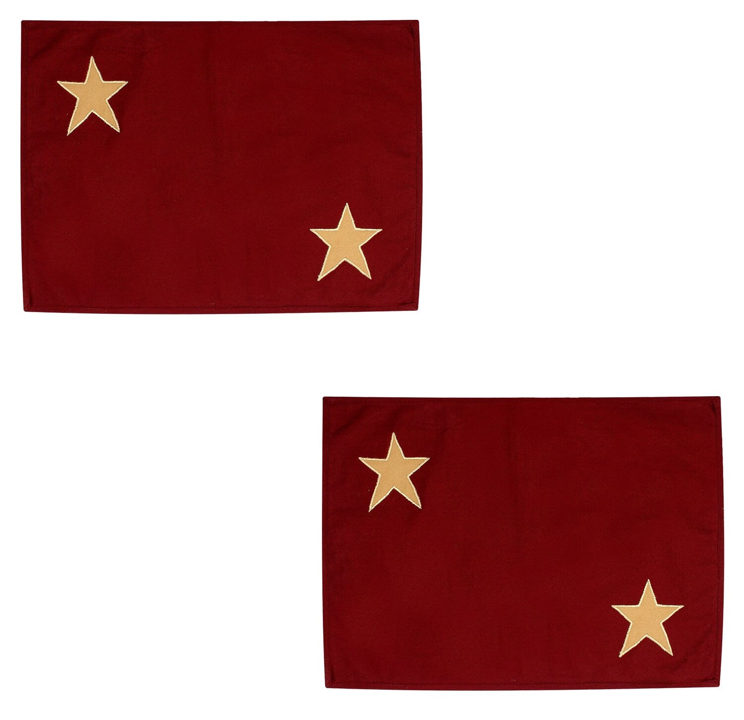 Cotton placemat & Toppers Premium tapestry cotton fabric dark red with beige star applique embroidered by Home Heart Brands(Made in India)