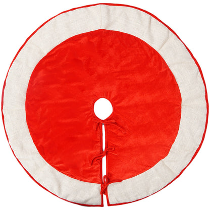 Christmas tree skirt red micro velvet with ivory lurex burlap Thick Double Layer Heirloom Quality by HOME HEART Brands(Made in India)