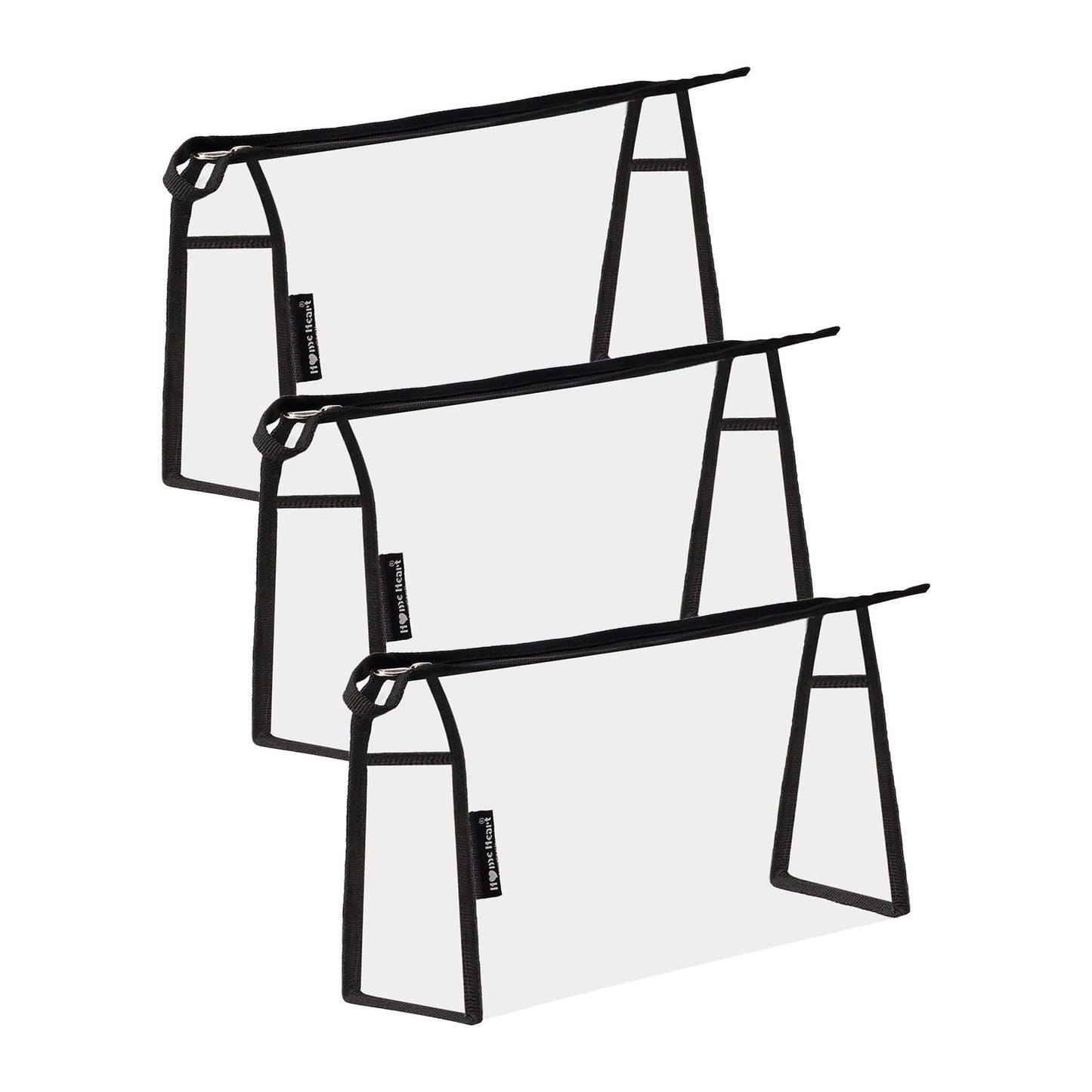 Clear Vinyl Organizer Toiletry Cosmetics Makeup Pouch Multi-purpose 4 ,3,2 pack X-Large Size 12"X7"X4" by HOME HEART Brands (Made in India)