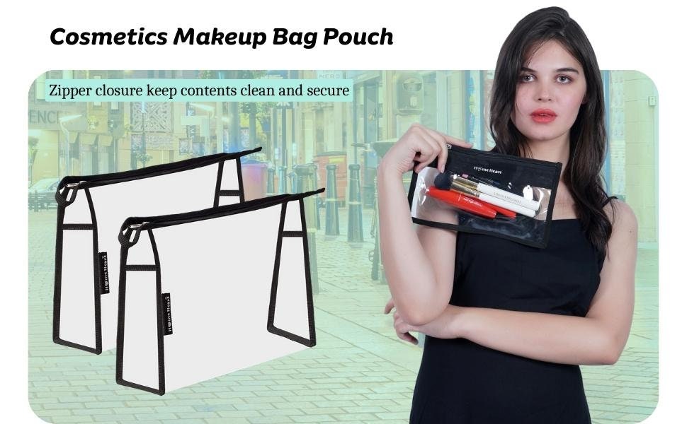 Clear Vinyl Organizer Toiletry Cosmetics Makeup Pouch Multi-purpose 4 ,3,2 pack X-Large Size 12"X7"X4" by HOME HEART Brands (Made in India)