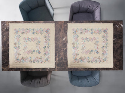 Quilted Table runners toppers, quilt, Wallhanging calico country floral patchwork with sew pocket by Home Heart brands (Made in India)