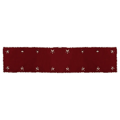 Cotton Table runner & Toppers Premium tapestry cotton fabric dark red applique embroidered by Home Heart Brands(Made in India)