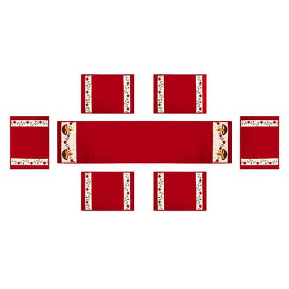 Table runner Toppers duck cotton Premium tapestry fabric Anokhi diyas red offwhite applique embroidered by Home Heart Brands(Made in India)
