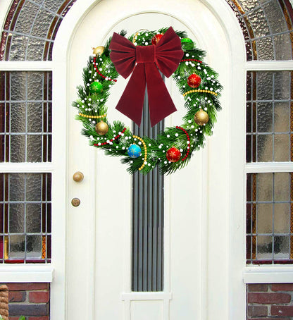 Christmas Bow for Wreath,Floral Arrangement,Tree Topper, Swag, Garland elegant cranberry red double layer by HOME HEART Brands( India)