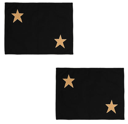 Cotton placemat & Toppers Premium tapestry cotton fabric black with beige star applique embroidered by Home Heart Brands(Made in India)