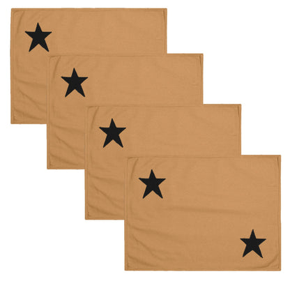 Cotton placemat & Toppers Premium tapestry cotton fabric beige with black star applique embroidered by Home Heart Brands(Made in India)
