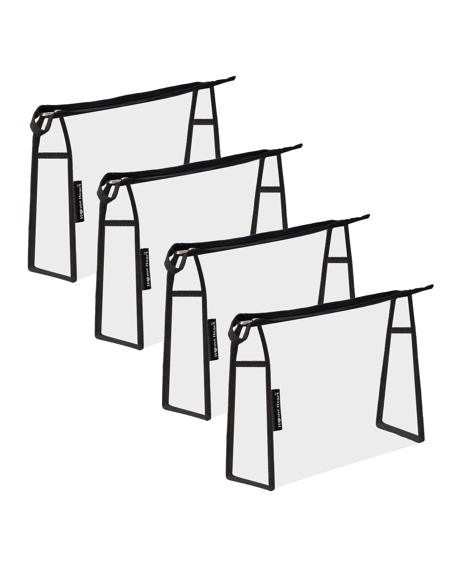 Clear Vinyl Organizer Toiletry Cosmetics Makeup Pouch Multi-purpose 4 ,3,2 pack X-Large Size 12"X7"X4" by HOME HEART Brands (Made in India)