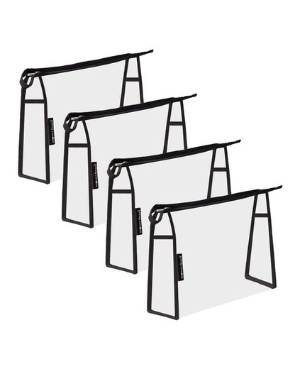 Clear Vinyl Organizer Toiletry Cosmetics Makeup Pouch Multi-purpose 4 ,3,2 pack X-Large Size 12"X7"X4" by HOME HEART Brands (Made in India)