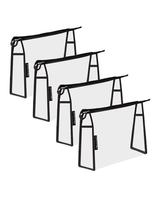 Clear Vinyl Organizer Toiletry Cosmetics Makeup Pouch Multi-purpose 4 ,3,2 pack X-Large Size 12"X7"X4" by HOME HEART Brands (Made in India)