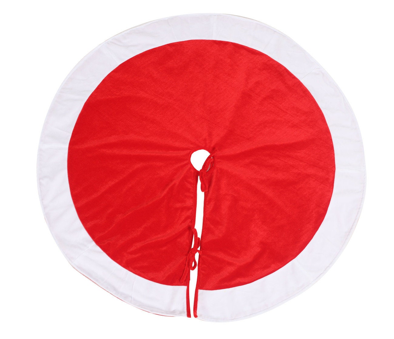Christmas tree skirt Santa Claus dressed red white micro velvet Thick Double Layer by HOME HEART Brands ( Made in India)