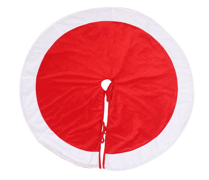 Christmas tree skirt Santa Claus dressed red white micro velvet Thick Double Layer by HOME HEART Brands ( Made in India)