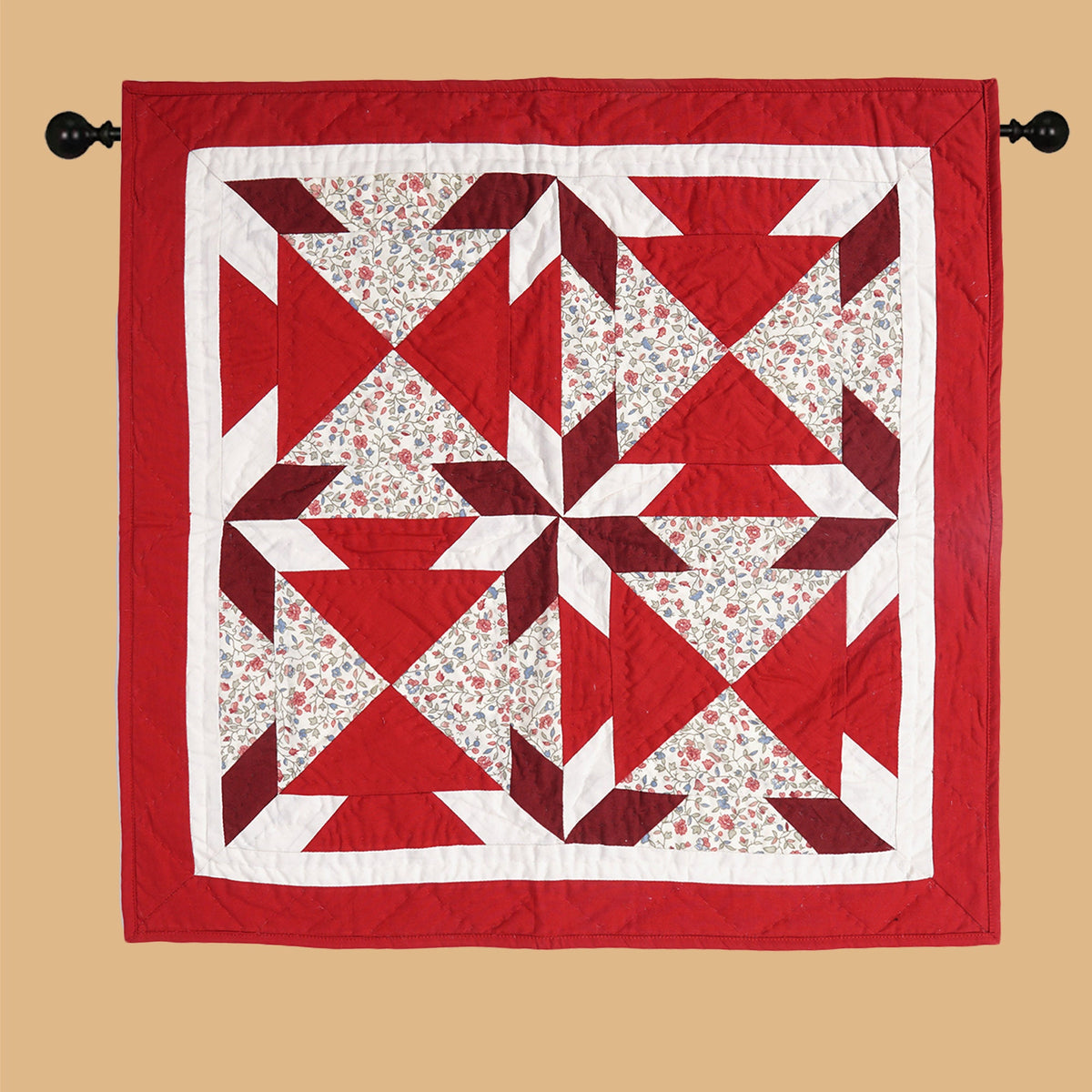 Quilted Table runners, small quilt, Wallhanging & Table Toppers Twinkle star patchwork with sew pocket by Home Heart brands (Made in India)