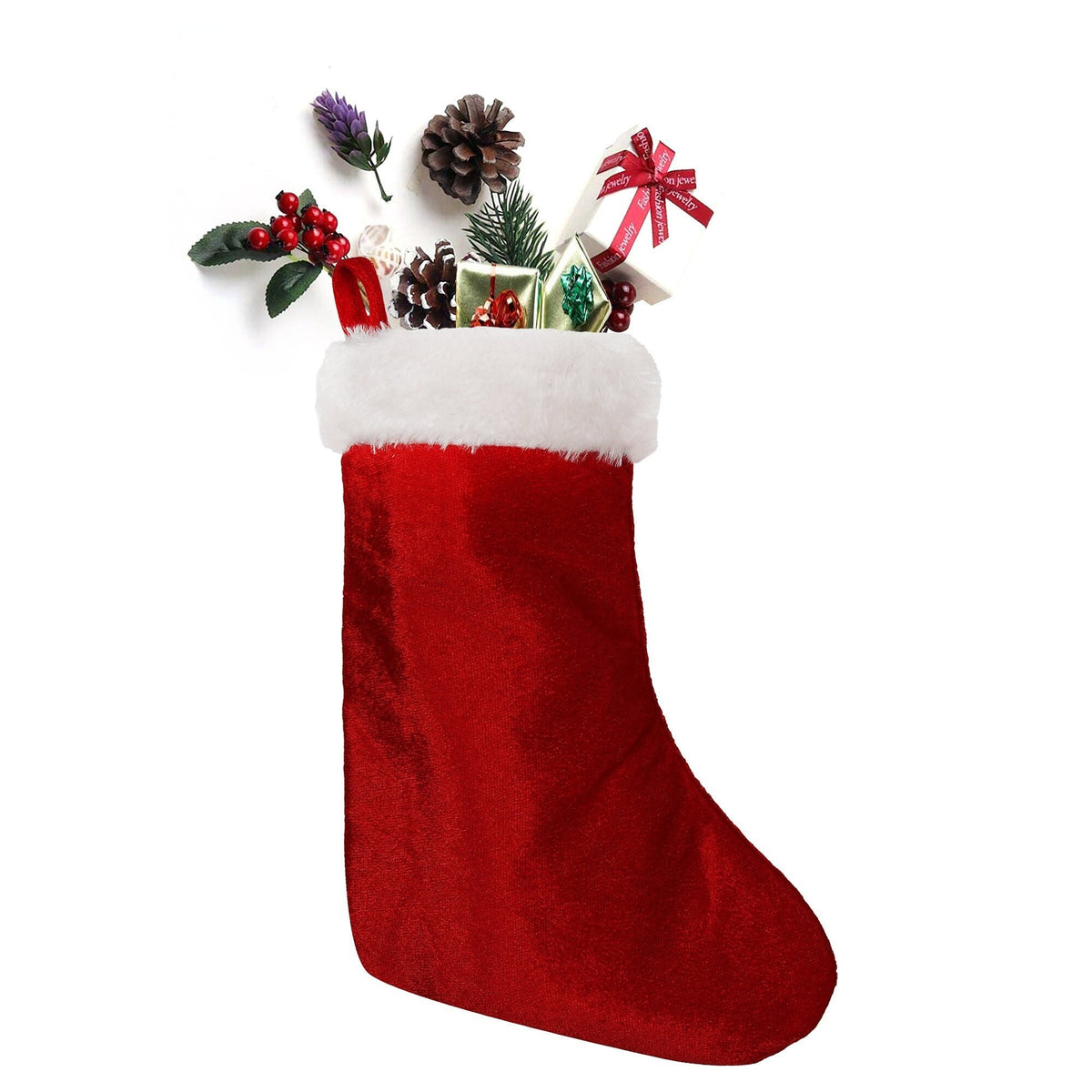 Christmas stocking Traditional red velvet (9 inch tall) by HOME HEART Brands(Made in India)