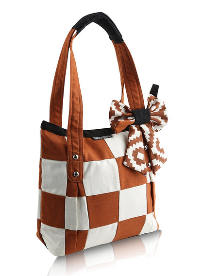 Hand bag Duck cotton canvas patchwork bag hand crafted bow best FAITH shoulder bag by HOME HEART Brands(Made in India)