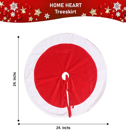 Christmas tree skirt Santa Claus dressed red white micro velvet Thick Double Layer by HOME HEART Brands ( Made in India)
