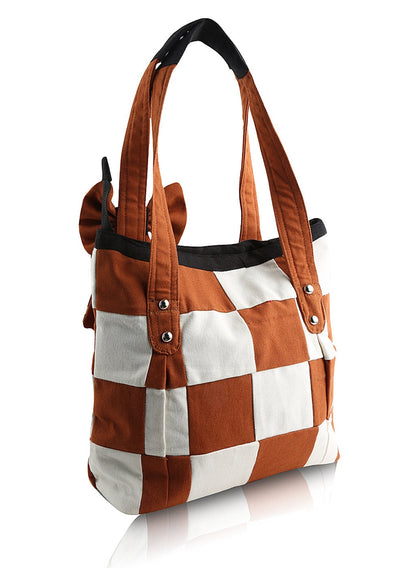 Hand bag Duck cotton canvas patchwork bag hand crafted bow best FAITH shoulder bag by HOME HEART Brands(Made in India)