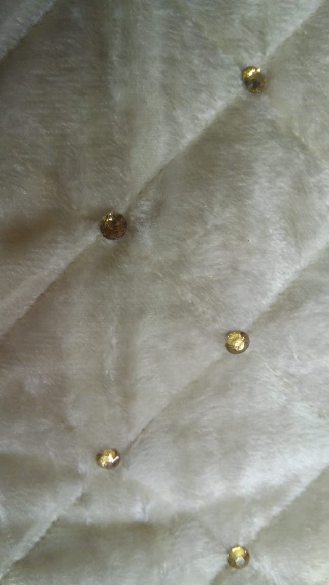 Christmas tree skirt quilted handmade Snow white Velvet beaded. Thick Double Layer by HOME HEART Brands(Made in India)