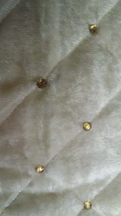 Christmas tree skirt quilted handmade Snow white Velvet beaded. Thick Double Layer by HOME HEART Brands(Made in India)
