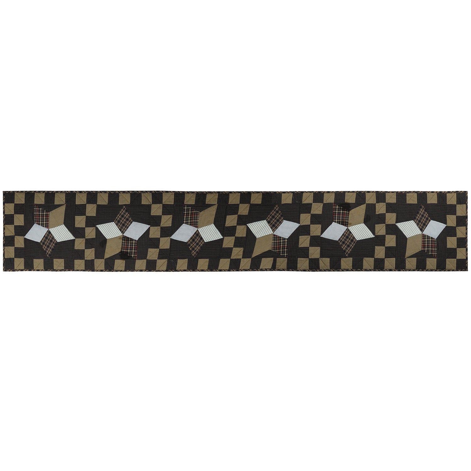 Quilted patchwork Table Runner & Toppers Blazing Country star plaid by HOME HEART Brands(Made India)