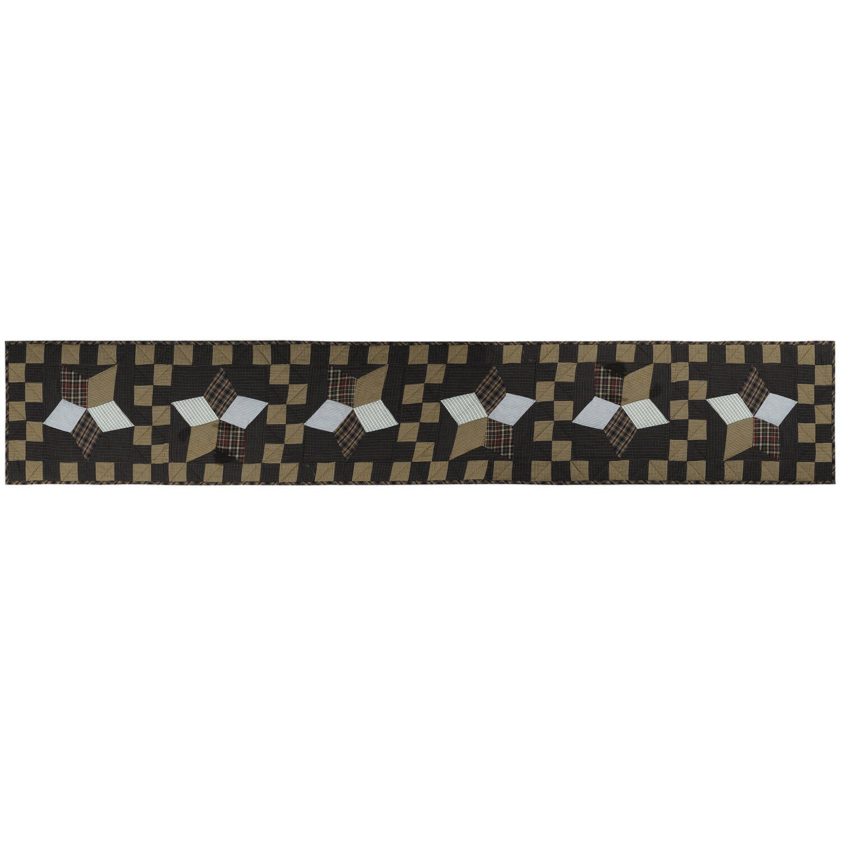 Quilted patchwork Table Runner & Toppers Blazing Country star plaid by HOME HEART Brands(Made India)