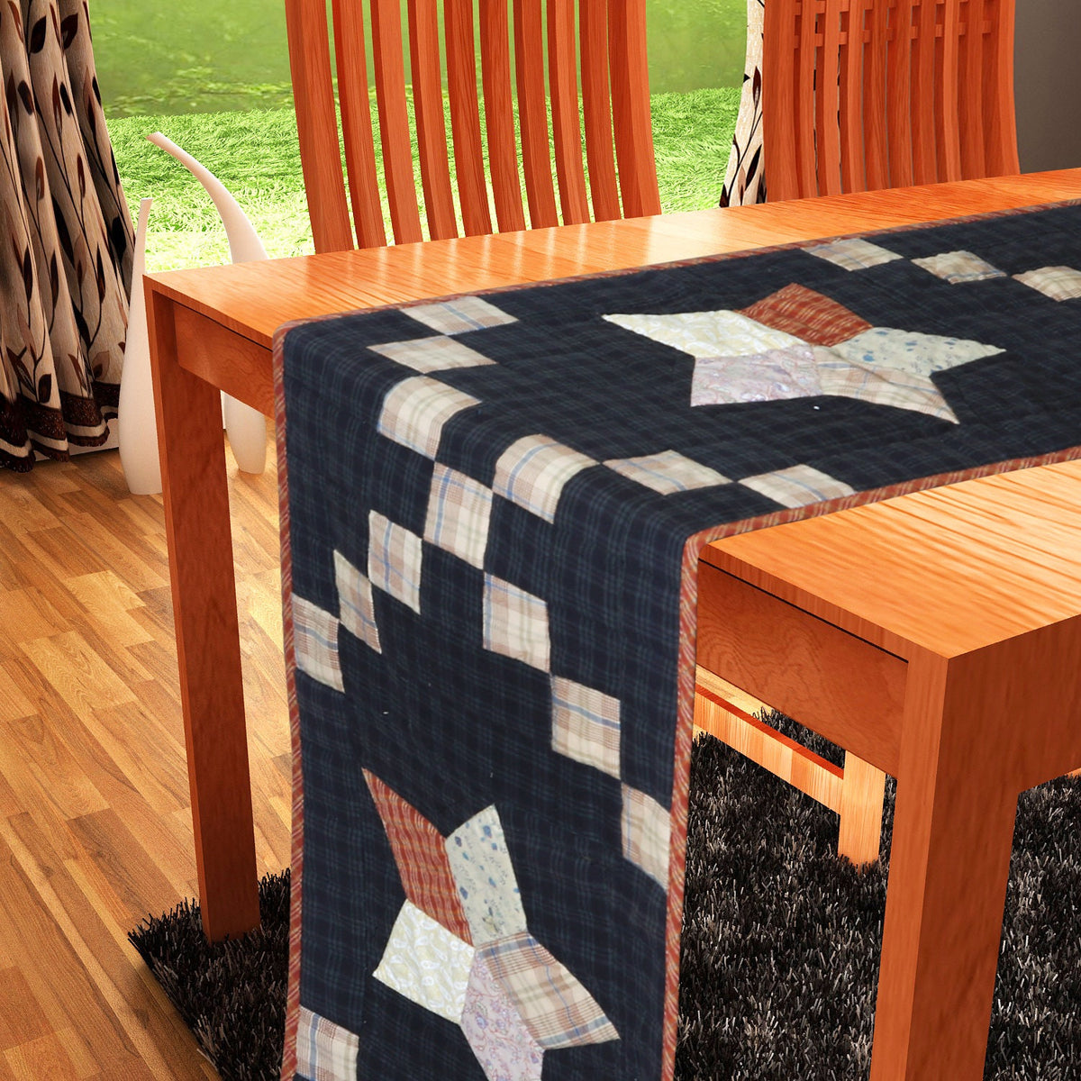 Quilted patchwork Table Runner & Toppers Galaxy Country star by HOME HEART Brands(Made in India)