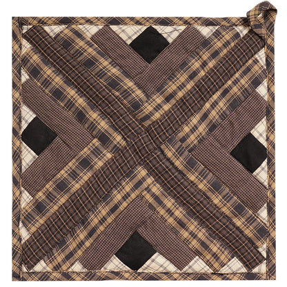 Quilted Pot Holder/Table topper/hot pads patchwork for kitchen Country Cabin Mix 9"x9" by HOME HEART Brands( Made in India)