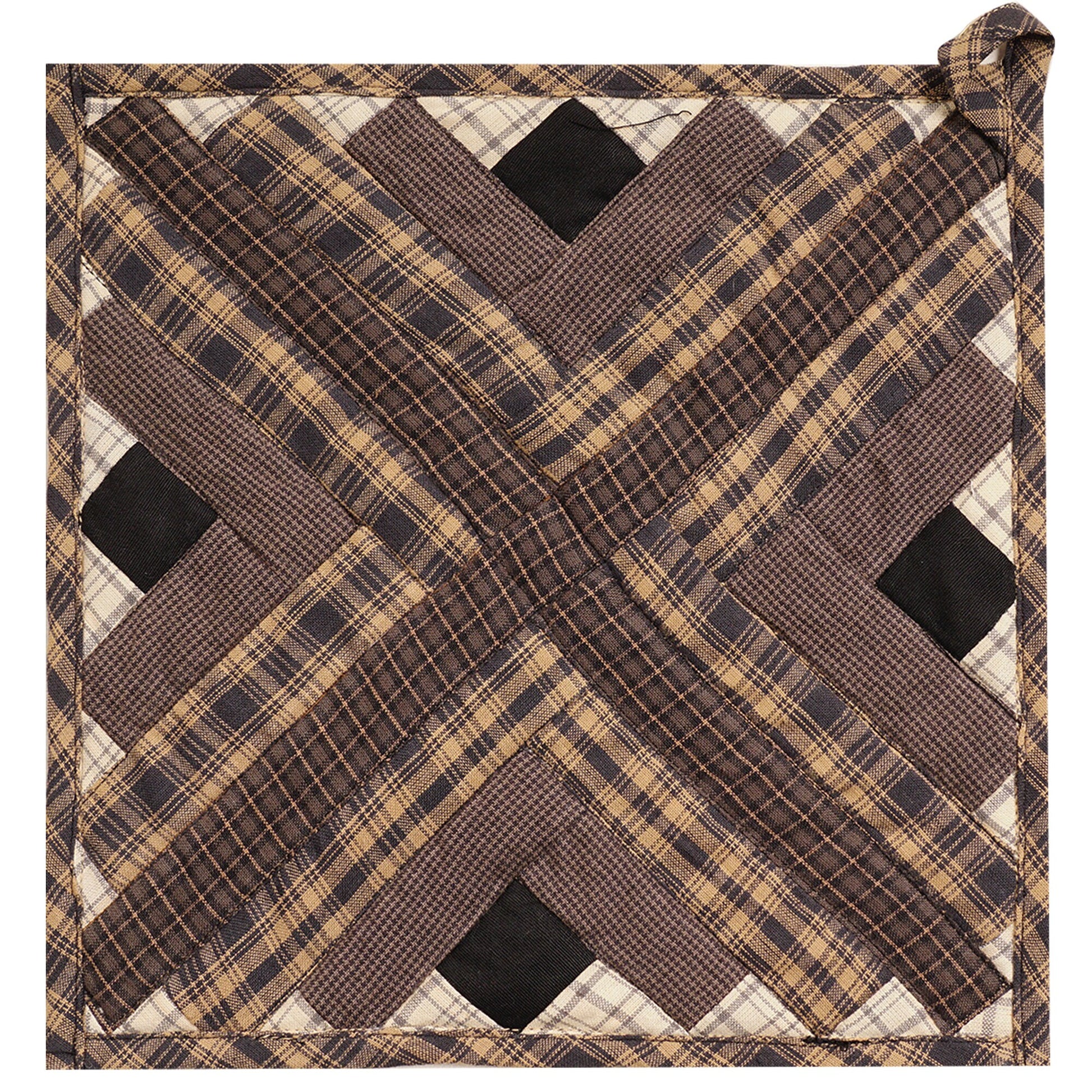 Quilted Pot Holder/Table topper/hot pads patchwork for kitchen Country Cabin Mix 9"x9" by HOME HEART Brands( Made in India)