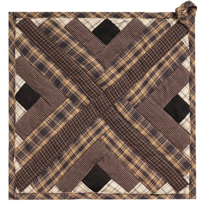 Quilted Pot Holder/Table topper/hot pads patchwork for kitchen Country Cabin Mix 9"x9" by HOME HEART Brands( Made in India)