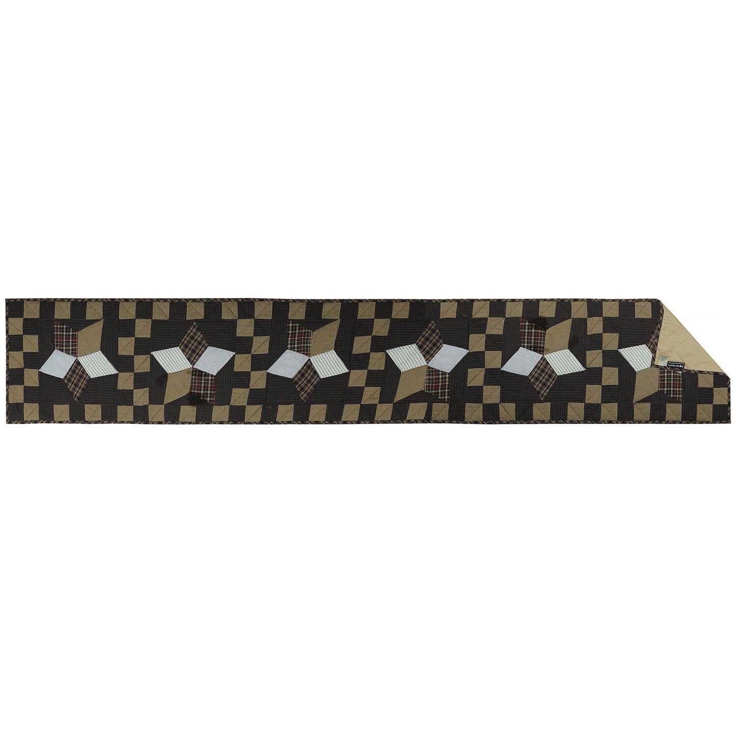 Quilted patchwork Table Runner & Toppers Blazing Country star plaid by HOME HEART Brands(Made India)