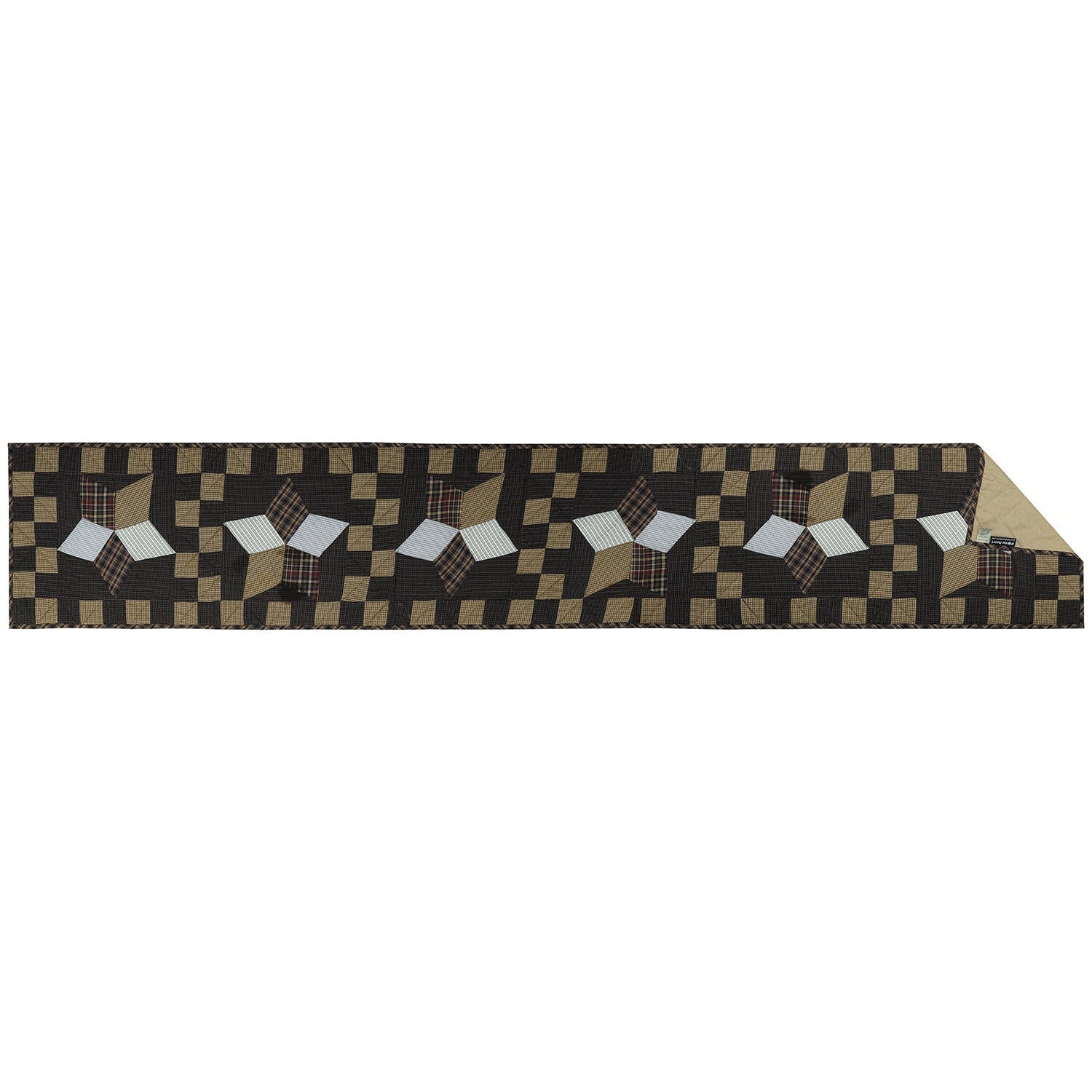 Quilted patchwork Table Runner & Toppers Blazing Country star plaid by HOME HEART Brands(Made India)