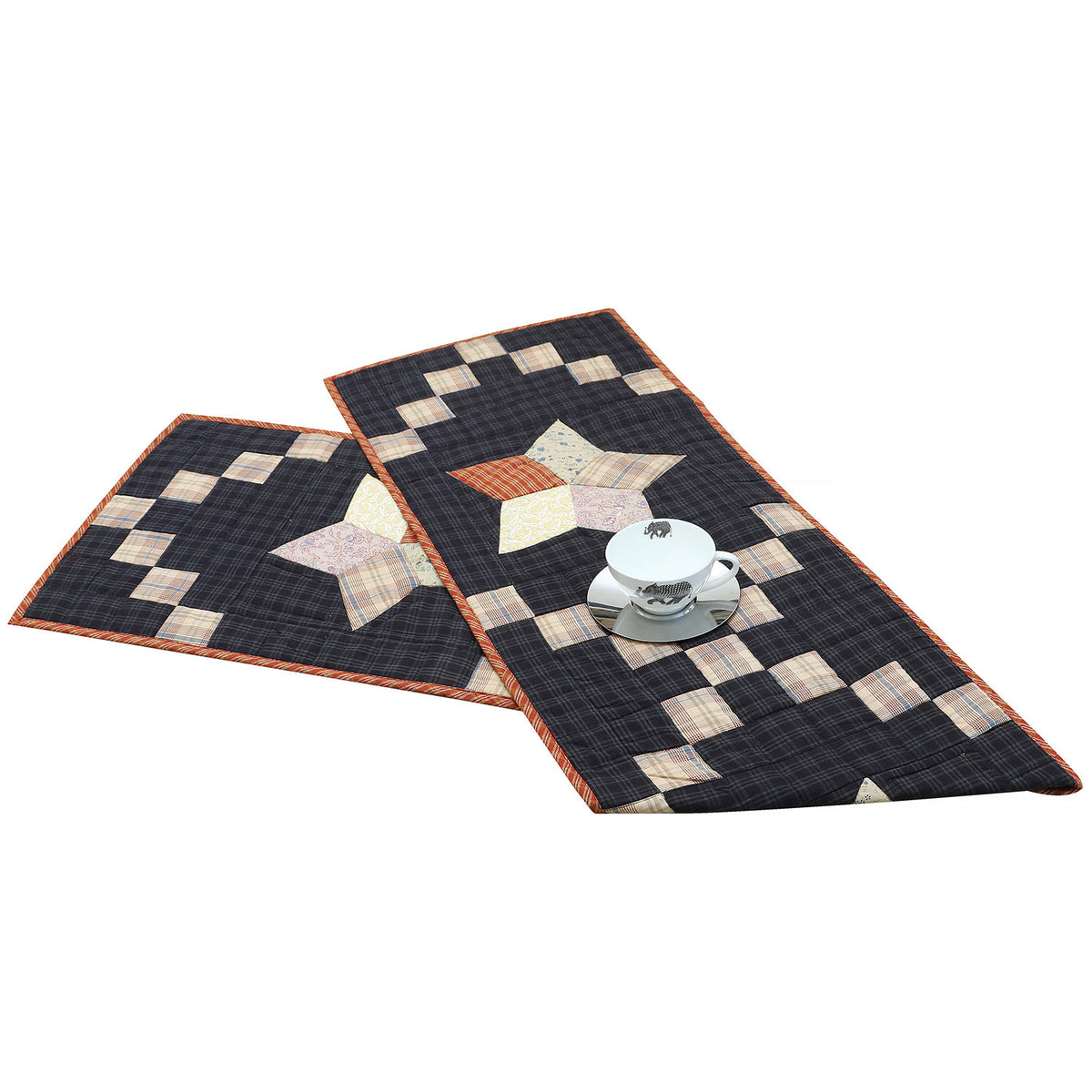 Quilted patchwork Table Runner & Toppers Galaxy Country star by HOME HEART Brands(Made in India)